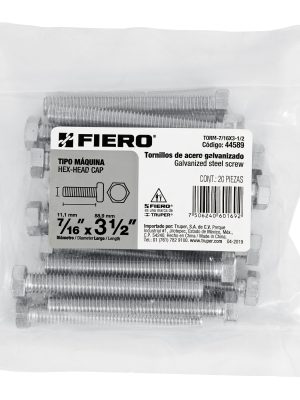 TORM-7-16X3-1-2E1.jpg 44589 - Bolsa con 20 tornillos 7/16' x 3-1/2' tipo máquina, FIERO