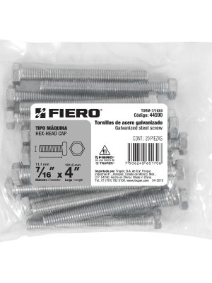 TORM-7-16X4E1.jpg 44590 - Bolsa con 20 tornillos 7/16' x 4' tipo máquina, FIERO