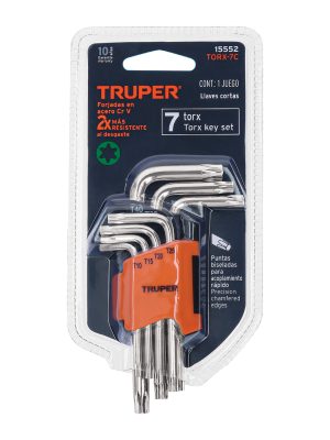 15552 - Juego de 7 llaves torx con organizador abatible, TRUPER