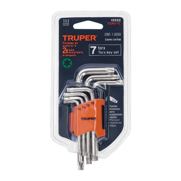 15552 - Juego de 7 llaves torx con organizador abatible, TRUPER