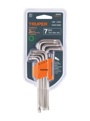 15553 - Juego de 7 llaves torx largas con organizador abatible