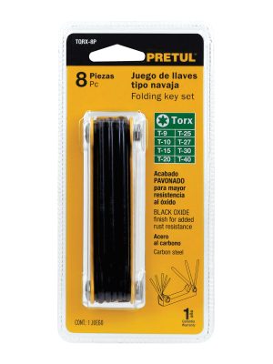 21395 - Juego de 8 llaves torx tipo navaja, cuerpo de lámina, PRETUL