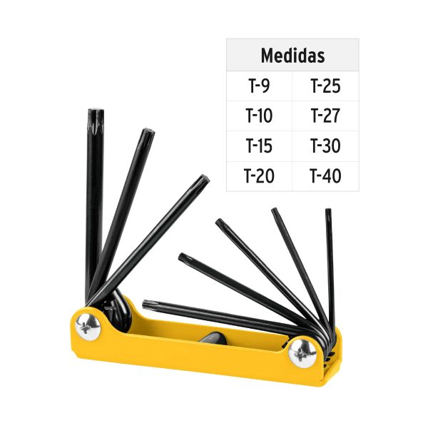 22725 - Juego de 8 llaves torx tipo navaja, lámina, a granel, PRETUL