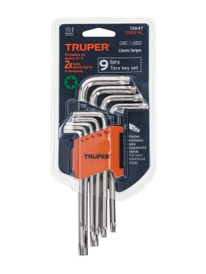 13647 - Juego de 9 llaves torx largas con organizador abatible