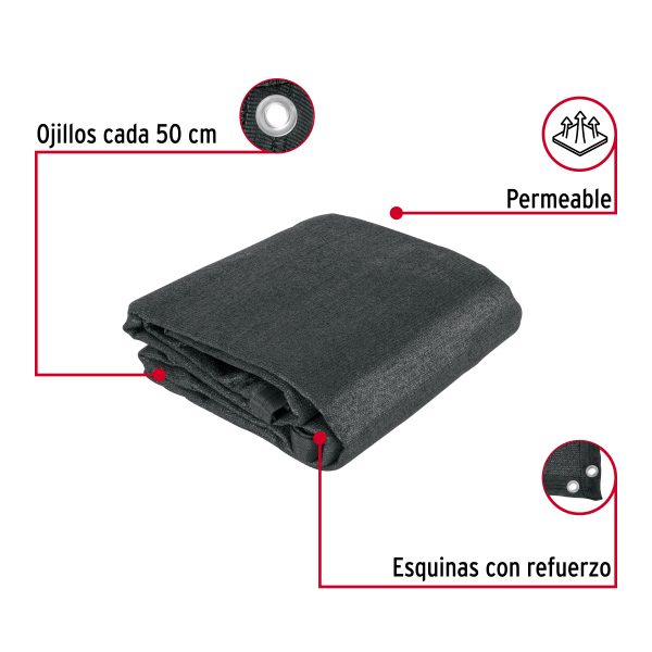 45847 - Toldo negro de 4 m de polietileno 80% sombra, ancho 3.60 m