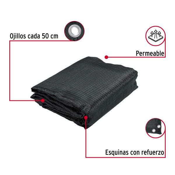 45846 - Toldo negro de 6 m de polietileno 80% sombra, ancho 3.60 m