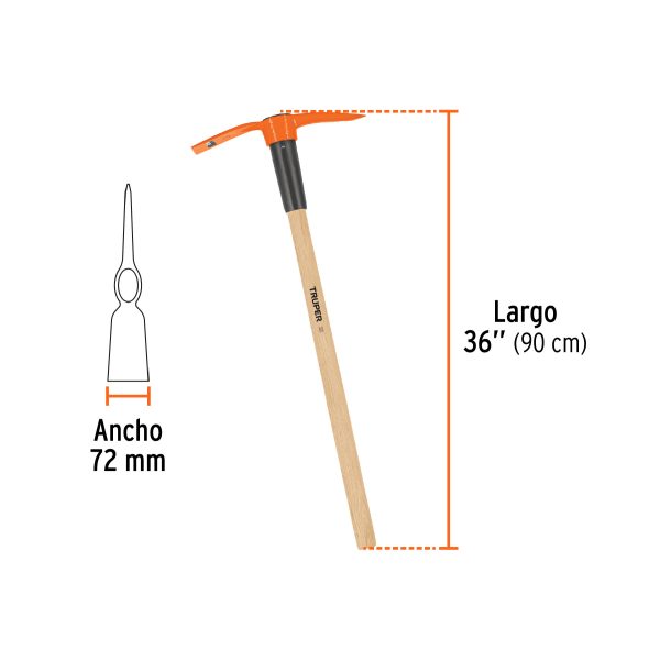 102965 - Talacho-pico 2.5 lb, mango de madera 36', Truper