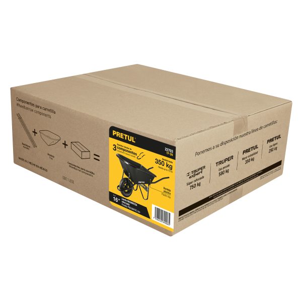 22703 - Carretilla concha plástica 5 ft3 Neumática b/tubular, Pretul