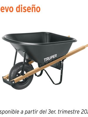 19805 - Carretilla concha plástica 6 ft3 Neumática b/madera, Truper