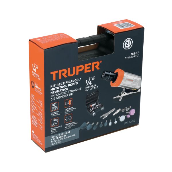 16887 - Kit de mini esmeriladora 1/4' con estuche plástico, Truper