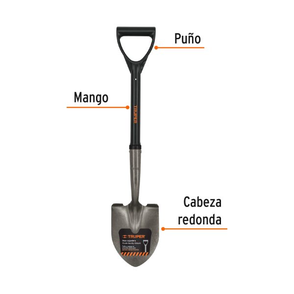 17195 - Pala cajuelera redonda, puño 'D' con mango fibra de vidrio