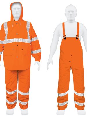 17409 - Conjunto impermeable doble capa naranja con reflejante, G