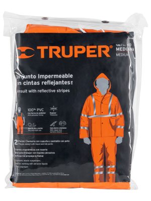 17408 - Conjunto impermeable doble capa naranja con reflejante, M