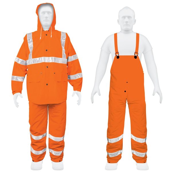 17410 - Conjunto impermeable doble capa naranja con reflejante, XG