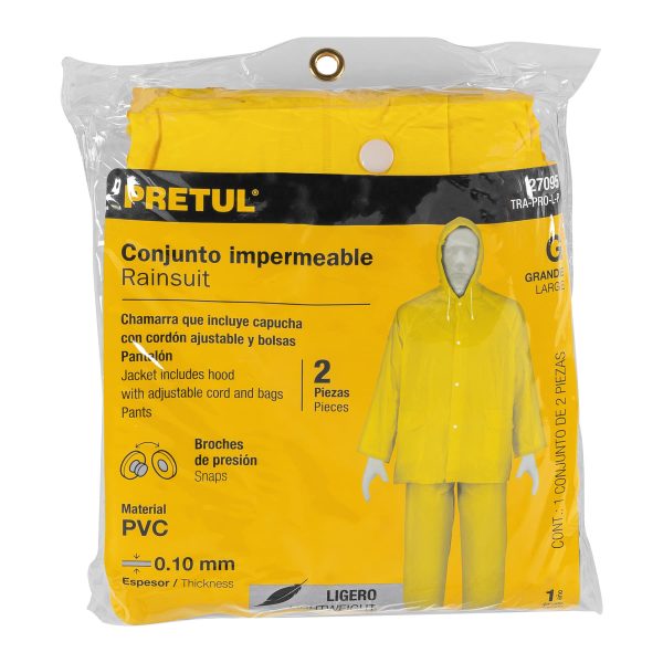 27095 - Conjunto impermeable ligero de PVC, talla G, Pretul