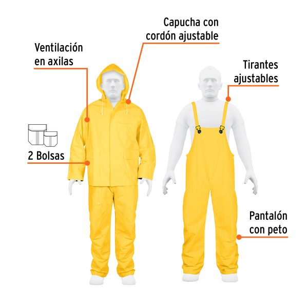 14417 - Conjunto impermeable doble capa, talla CH, Truper