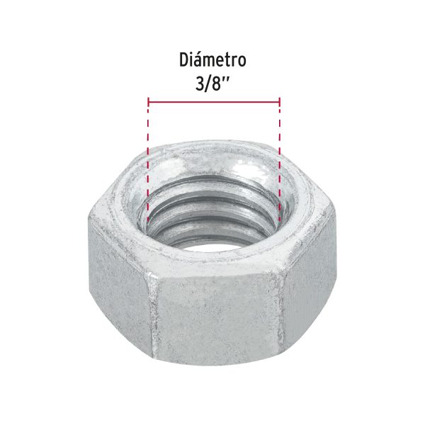 TUE-3-8AFC2.jpg 40757 - Blíster con 12 tuercas 3/8' hex de acero galvanizado, Fiero