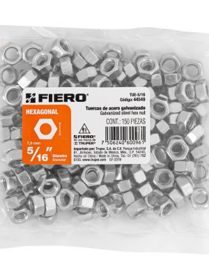 44549 - Bolsa con 150 tuercas 5/16' hexagonales de acero galvanizado