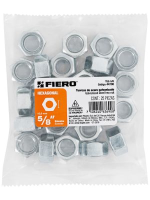 TUE-5-8E1.jpg 44700 - Bolsa con 25 tuercas 5/8' hexagonales de acero galvanizado