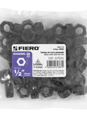 TUE5-1-2E1.jpg 44699 - Bolsa con 50 tuercas 1/2' hexagonales pavonadas, grado 5