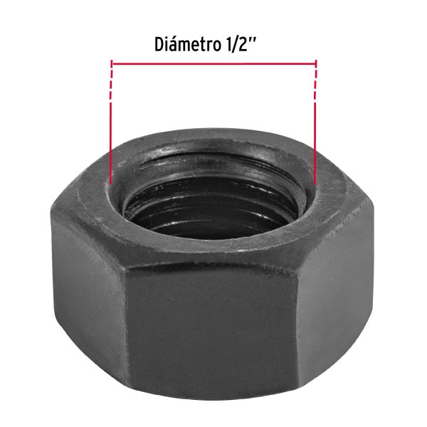 44699 - Bolsa con 50 tuercas 1/2' hexagonales pavonadas, grado 5