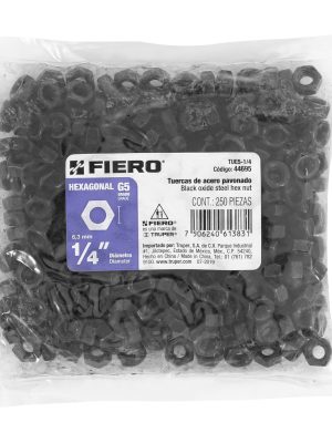 TUE5-1-4E1.jpg 44695 - Bolsa con 250 tuercas 1/4' hexagonales pavonadas, grado 5