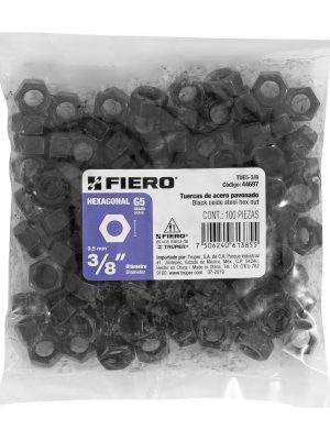 TUE5-3-8E1.jpg 44697 - Bolsa con 100 tuercas 3/8' hexagonales pavonadas, grado 5