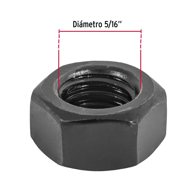 44696 - Bolsa con 150 tuercas 5/16' hexagonales pavonadas, grado 5