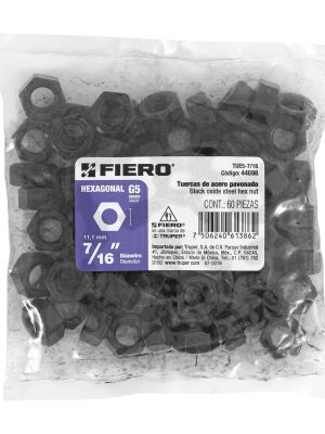 TUE5-7-16E1.jpg 44698 - Bolsa con 60 tuercas 7/16' hexagonales pavonadas, grado 5