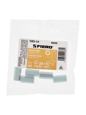 TUEC-1-4E1.jpg 40943 - Bolsa con 5 tuercas cople, 1/4' acero galvanizado , FIERO