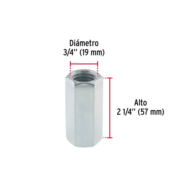 40949 - Bolsa con 2 tuercas cople, 3/4' acero galvanizado , FIERO