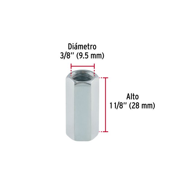 40945 - Bolsa con 5 tuercas cople, 3/8' acero galvanizado , FIERO