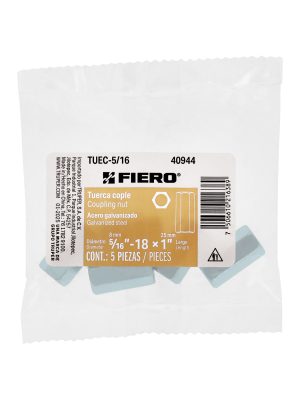 TUEC-5-16E1.jpg 40944 - Bolsa con 5 tuercas cople, 5/16' acero galvanizado , FIERO