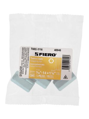 TUEC-7-16E1.jpg 40946 - Bolsa con 5 tuercas cople, 7/16' acero galvanizado , FIERO