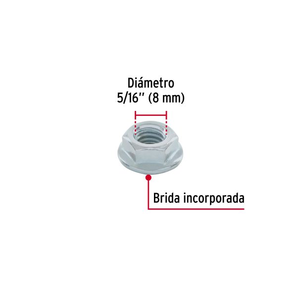 40937 - Bolsa con 75 tuercas flange, 5/16', acero galvanizado, FIERO