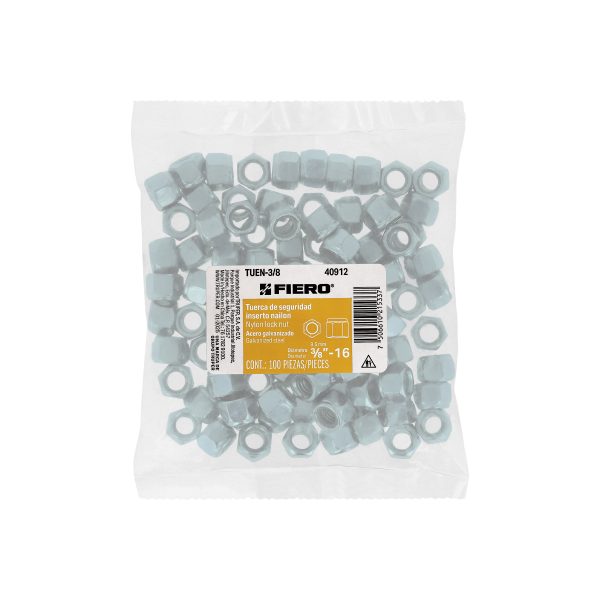 40912 - Bolsa con 100 tuercas de seguridad, 3/8' , FIERO