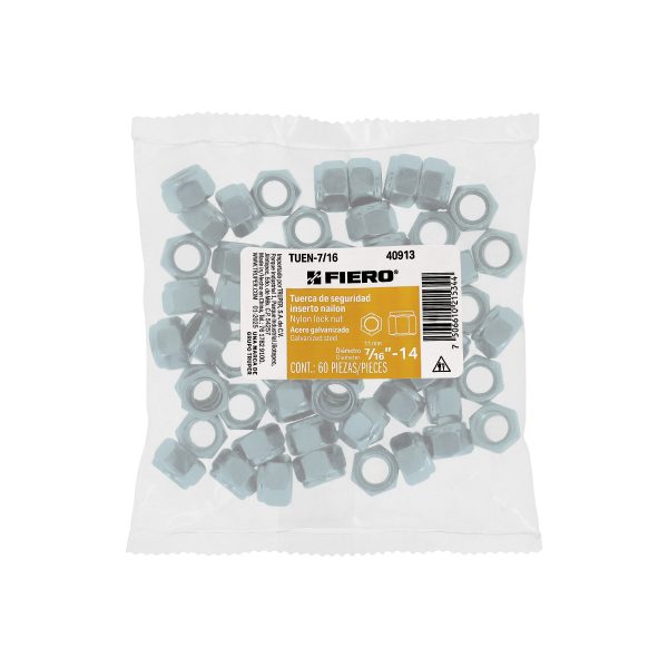 40913 - Bolsa con 60 tuercas de seguridad, 7/16' , FIERO