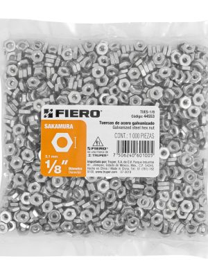 44553 - Bolsa con 1000 tuercas 1/8' hexagonales tipo Sakamura, Fiero