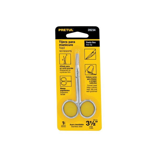 28234 - Tijera para manicure 3-1/2', punta fina, PRETUL