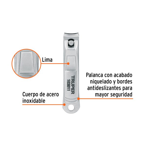 103011 - Cortaúñas 2 1/2' acero inoxidable,TRUPER