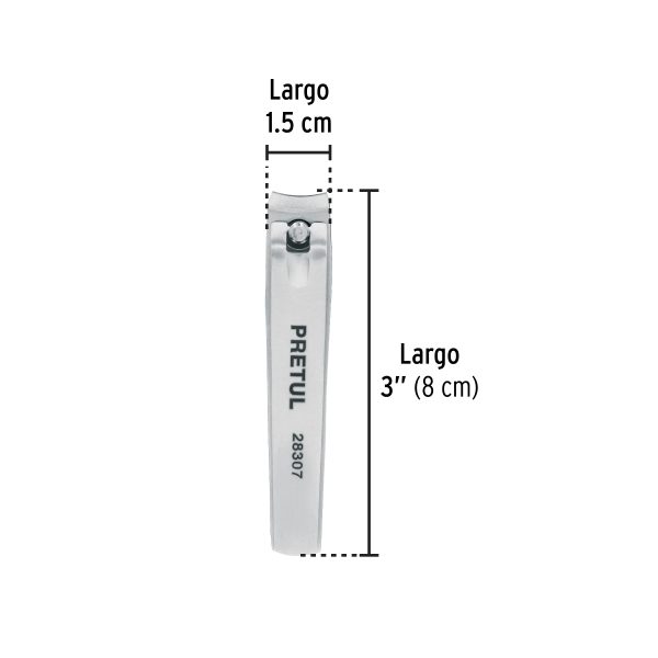 28307 - Cortaúñas 3' acero inoxidable, PRETUL