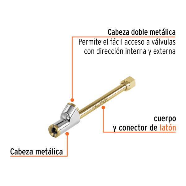 19089 - Inflador de cabeza doble, cuerda 1/4' NPT, TRUPER