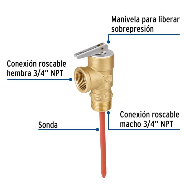 47679 - Válvula de alivio de 3/4' para boiler, 150psi, Foset