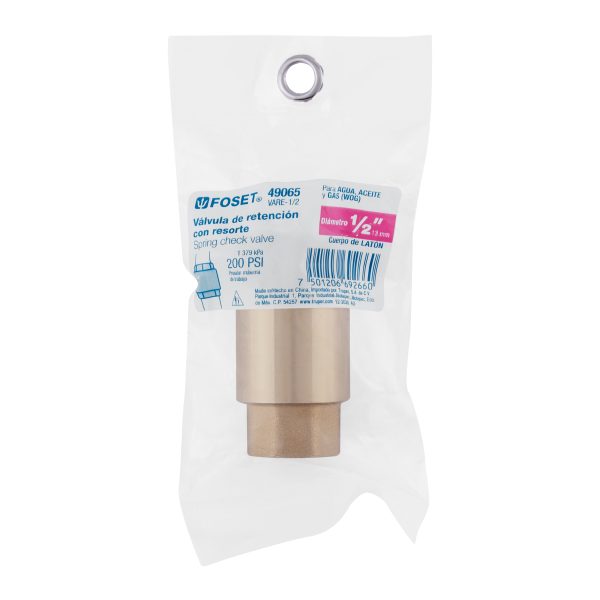 49065 - Válvula de retención de latón de 1/2', Foset