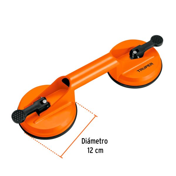 100761 - Ventosa de aluminio para vidrio, 2 copas de succión, Truper