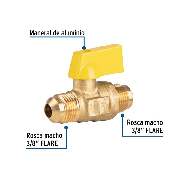 44816 - Válvula de control de latón p/gas, 3/8x3/8' Flare, FOSET