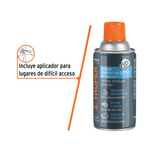 101974 - Grasa blanca de litio en aerosol 295 ml, Truper