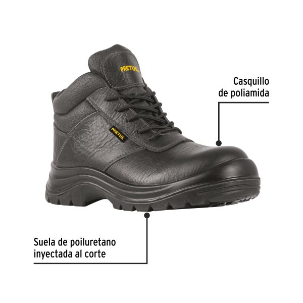 25993 - Bota de seguridad negra, #28, casquillo de poliamida, PRETUL