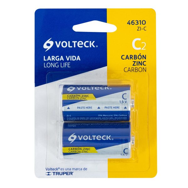 46310 - Blíster con 2 pilas zinc-carbón C, VOLTECK