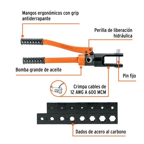 104039 - Pinza ponchadora hidráulica 16 toneladas, Truper